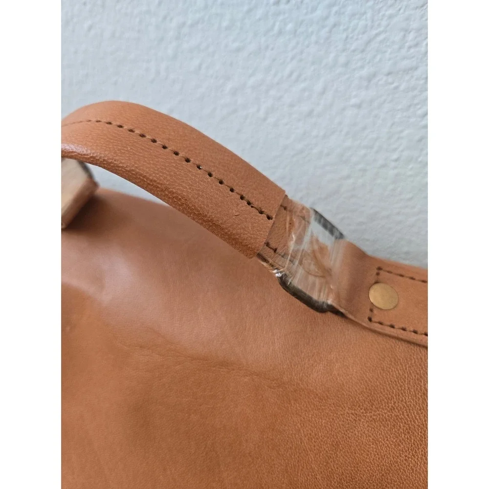 Hulsh Leather Bags Tan Leather Messenger Satchel Briefcase Handcrafted